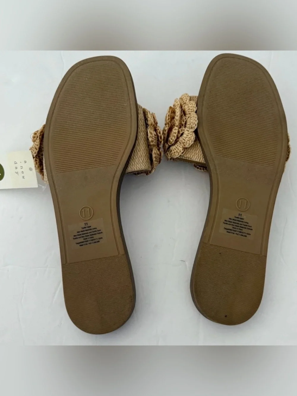 💜a.new day women’s Coco raffia Flower Slide Sandals Size:11